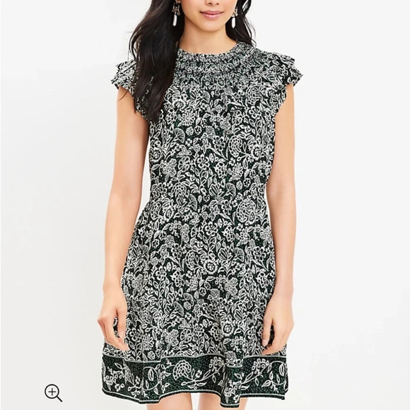 LOFT Petites Garden Ruffle Tiered Swing Dress Womens Size Small Petite - Picture 1 of 12